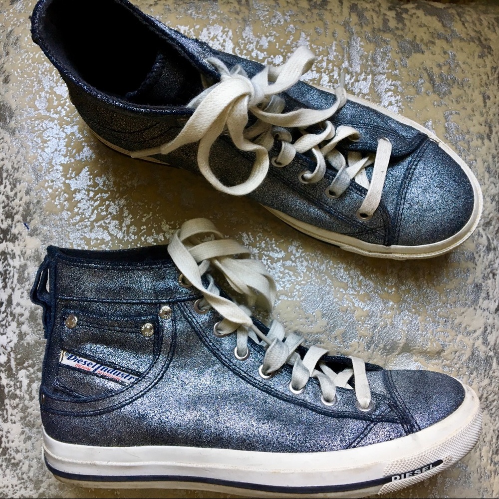 Metallic High-top Diesel Sneakers